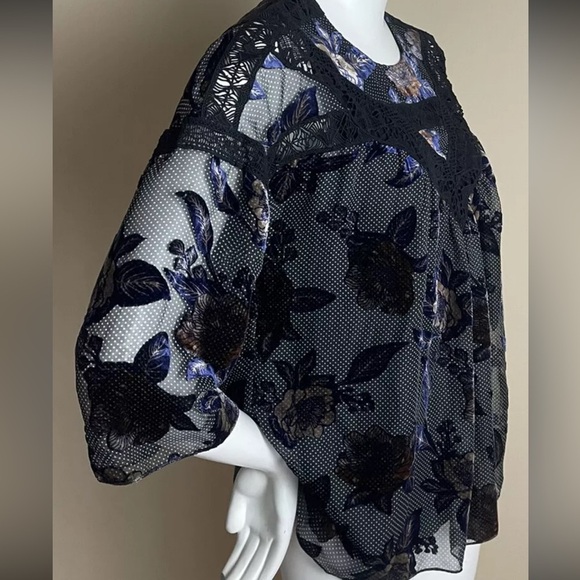 Anthropologie Daniel Rainn Zelda Floral Burnout Velvet Blouse Sz Small NWOT $128 - Picture 4 of 7